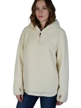 Hudson North Off White Fleece Half Zip Hoodie‎ Pullover
